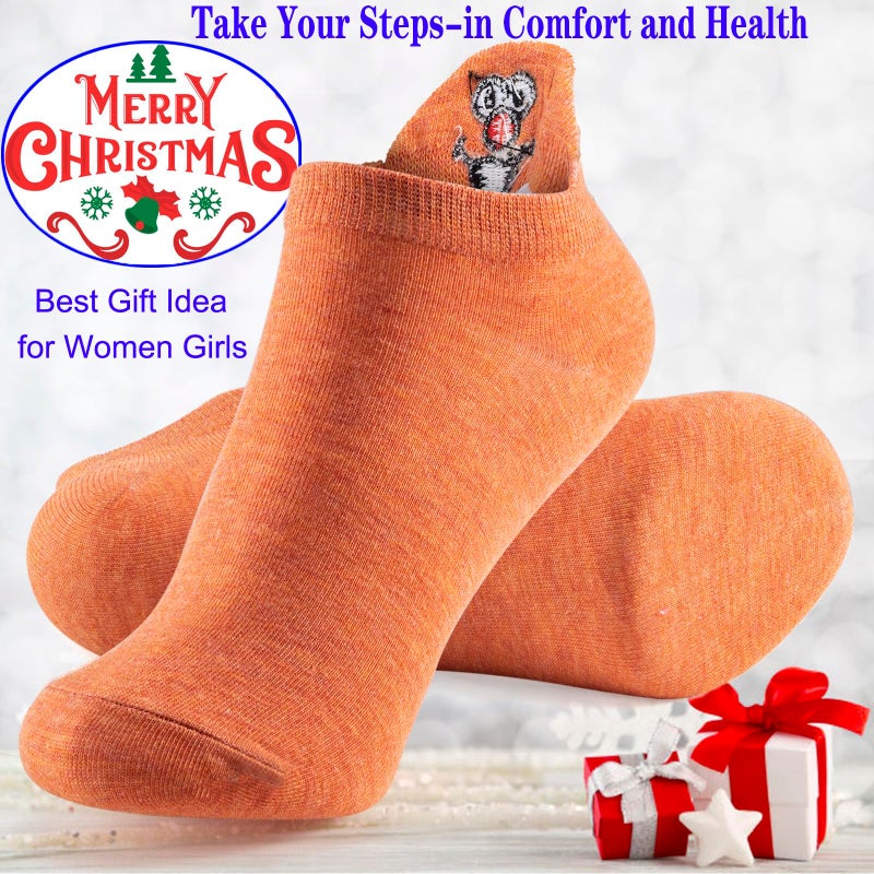 IBEILLI جوارب إيبيللي النسائية اللطيفة 10 أزواج من القطن كاواي مطرزة مضحكة منخفضة القص للنساء والفتيات (عبوة 10 قطع من سمسم مع صندوق هدايا) - Image 3